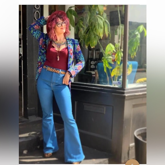 $340 Aldomartins Blue Knit Floral Blazer - Picture 5 of 10